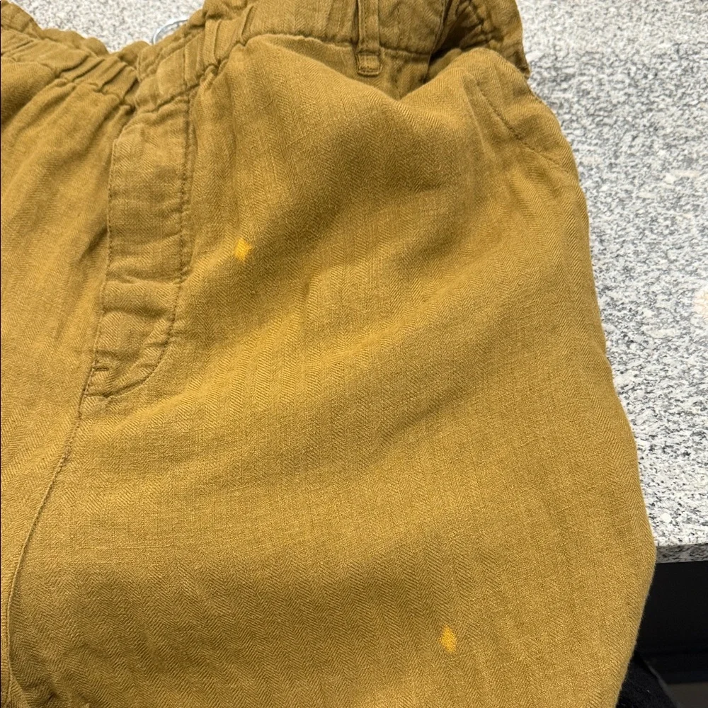 Free People paper bag high waisted Brown Pants 100% linen cuffed hem large - Picture 10 of 12